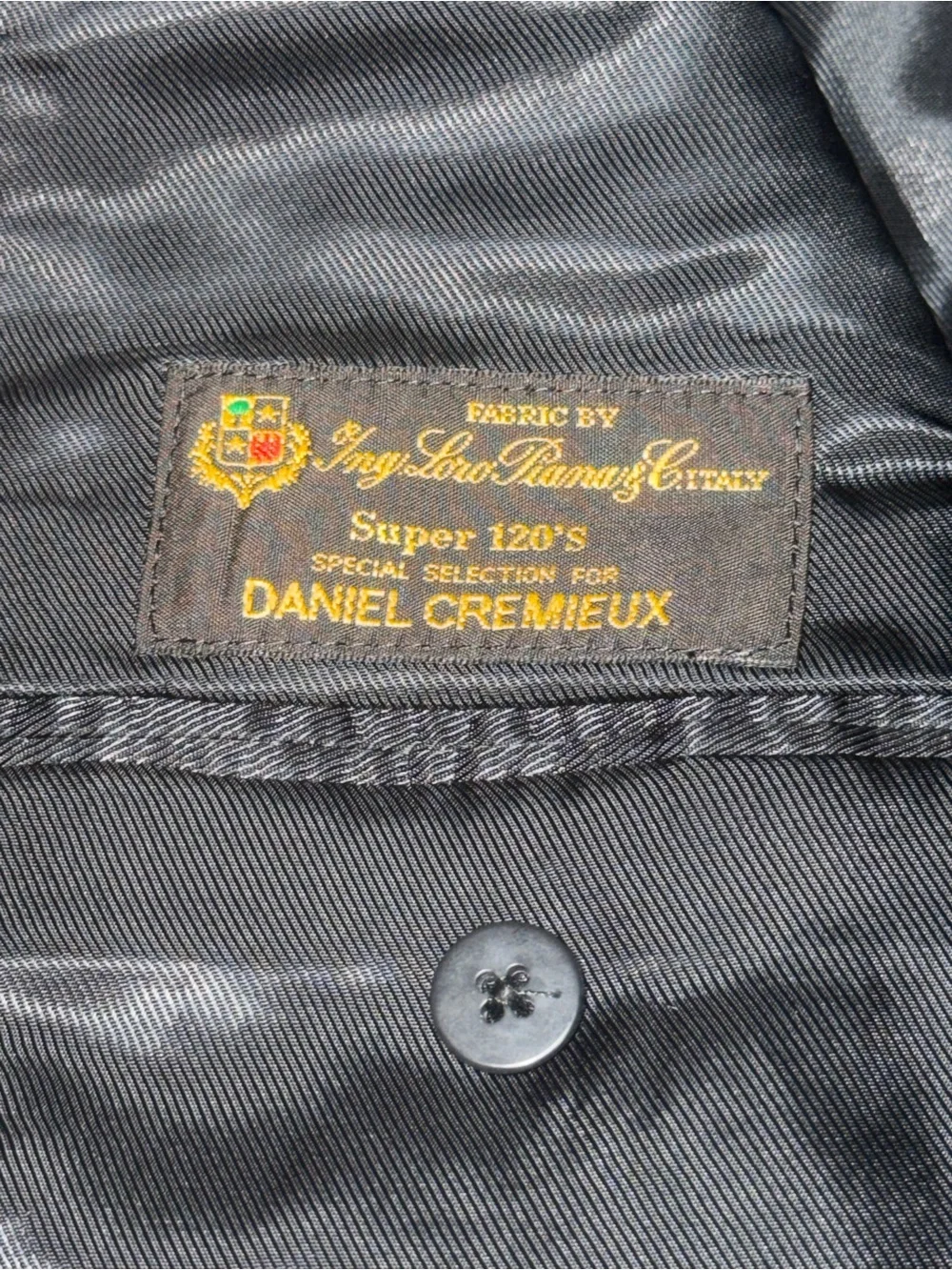 LORO PIANA Super 120 Daniel Cremieux Men 46R Sport Coat Black Stripe Wool Blazer